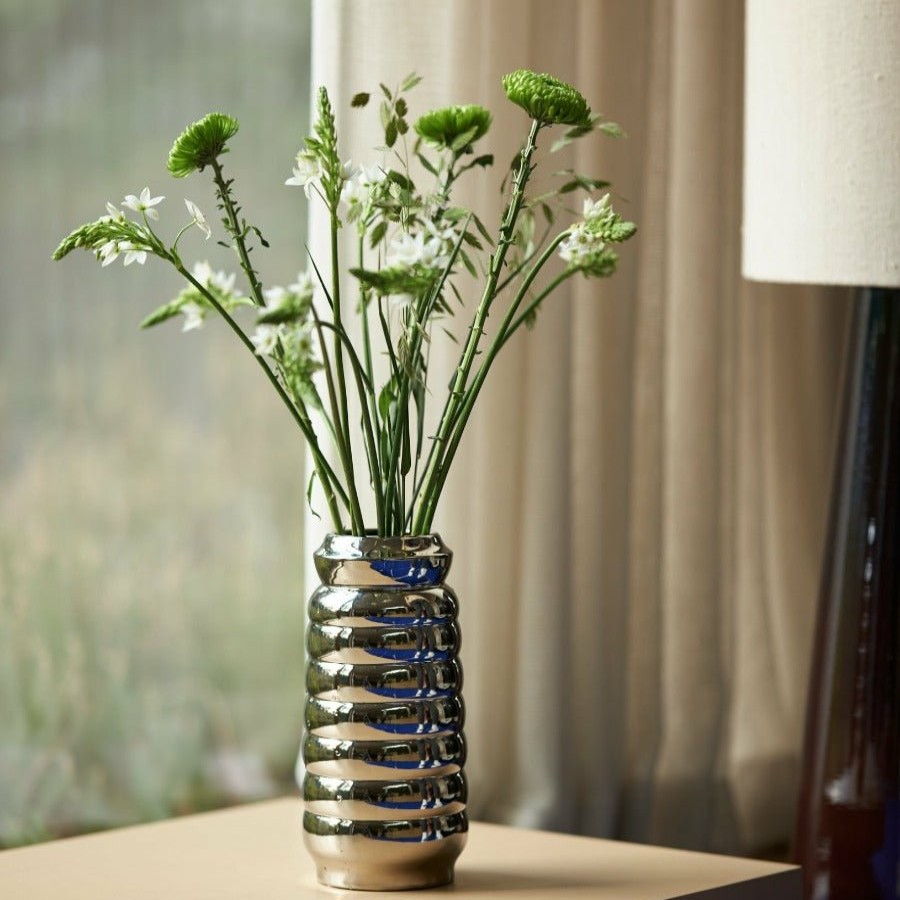 Home Decor HKliving | Ceramic Ribble Chrome Vase