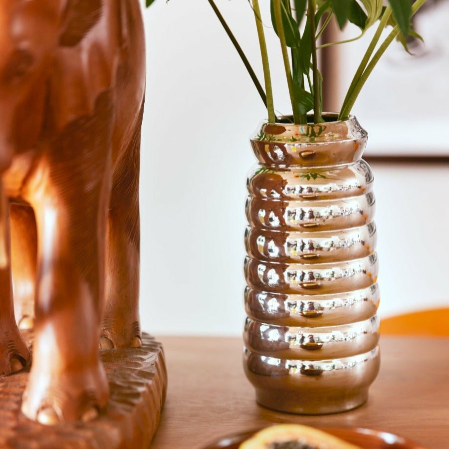 Home Decor HKliving | Ceramic Ribble Chrome Vase