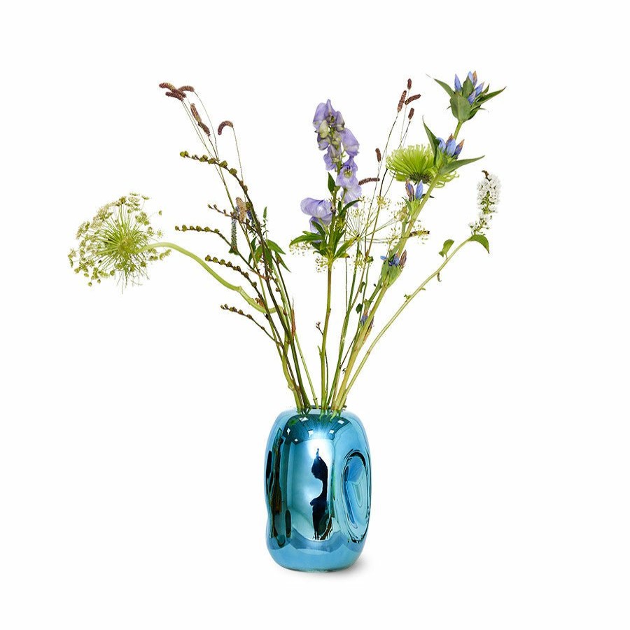 Home Decor HKliving | Blue Chrome Glass Vase