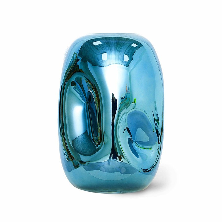 Home Decor HKliving | Blue Chrome Glass Vase