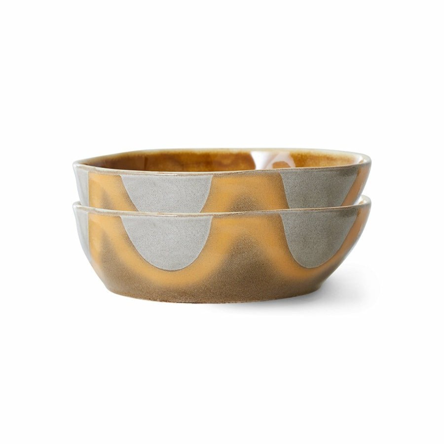 Kitchen & Tableware HKliving | Copy Of Pasta Bowls, Set Of 2, Oasis, Hkliving 70S Collection