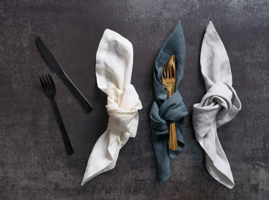 Kitchen & Tableware Aida | 100% Linen Napkin Modern White Set Of 4