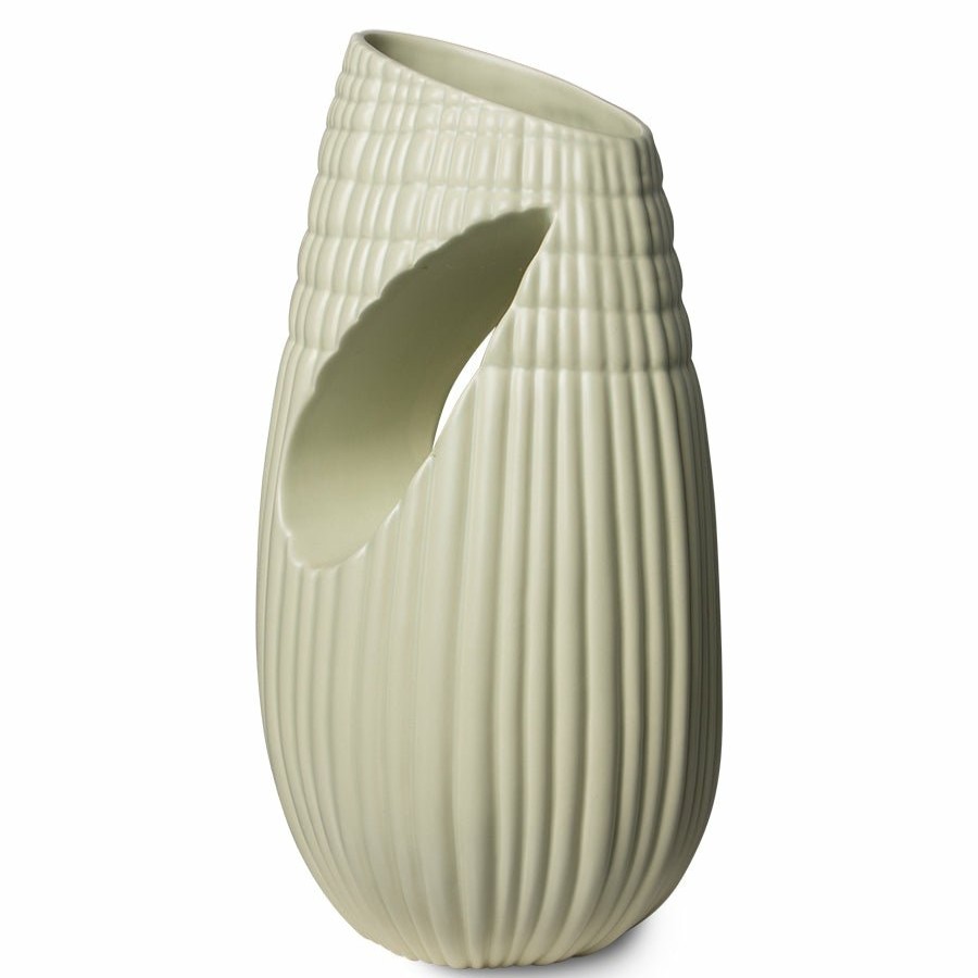 Home Decor HKliving | Ceramic Ribbed Vase Matt Minty: Hk Objects