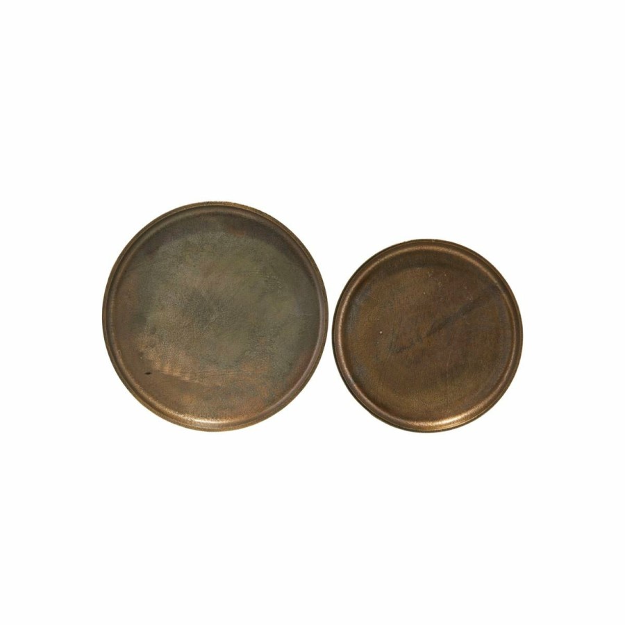 Home Decor House Doctor | Tray Rio Antique Brass Set Of 2