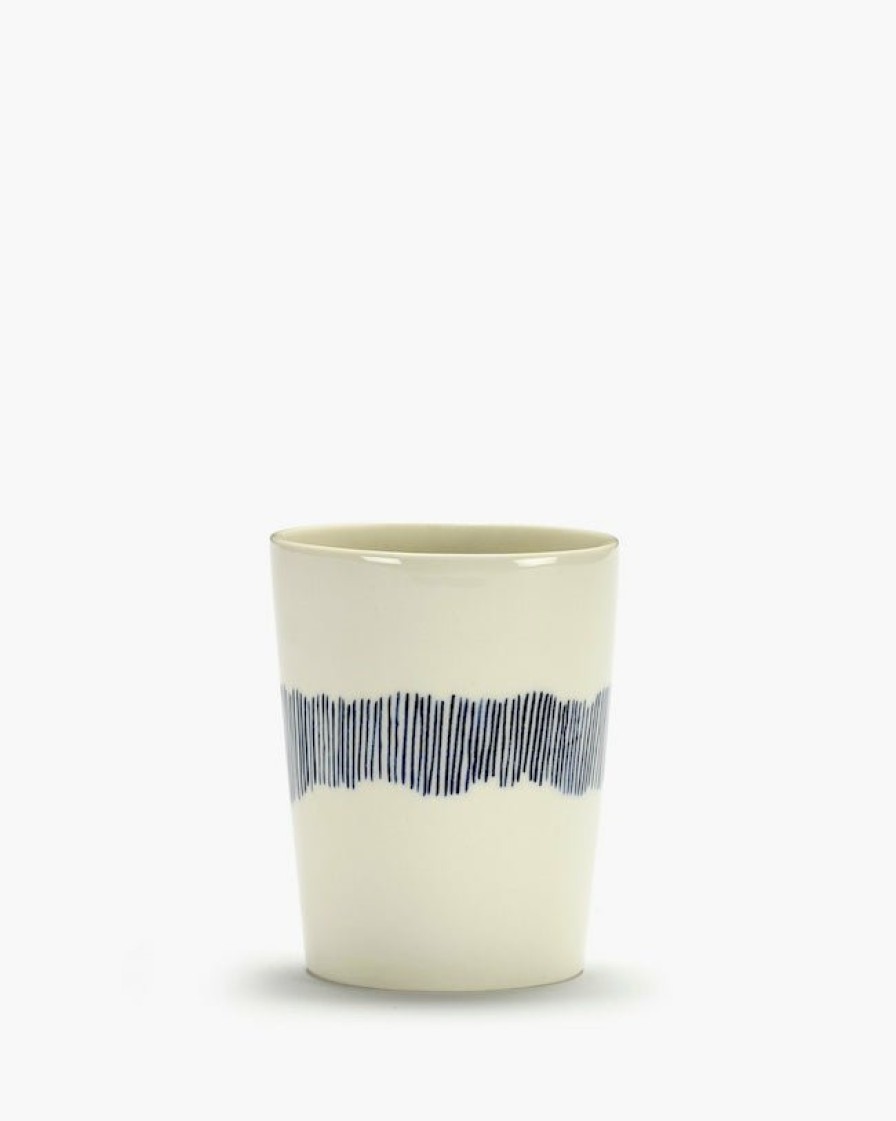 Kitchen & Tableware Serax | Tea Cup 33Cl White - Blue Stripes Feast