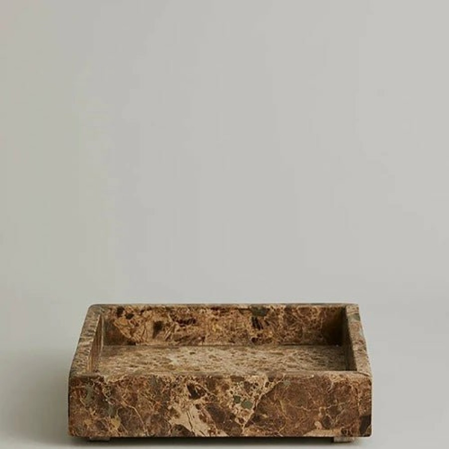 Kitchen & Tableware Nordal | Ayu Marble Tray Large Square Brown