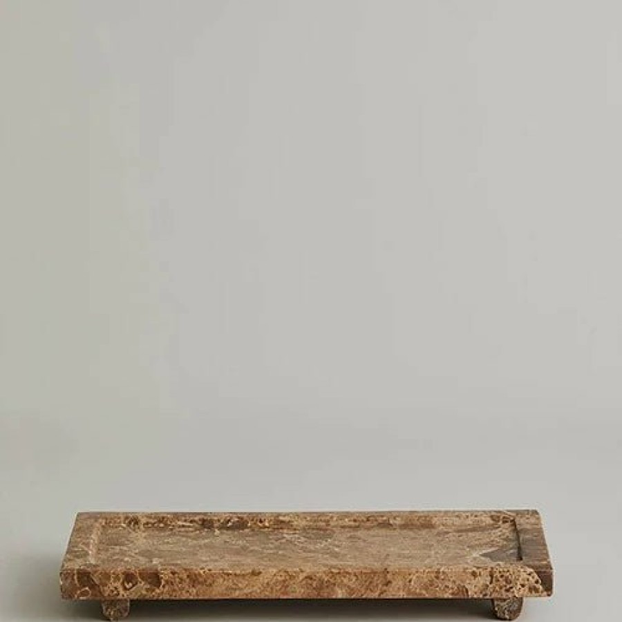 Home Decor Nordal | Ayu Marble Tray Flat Rectangular Brown