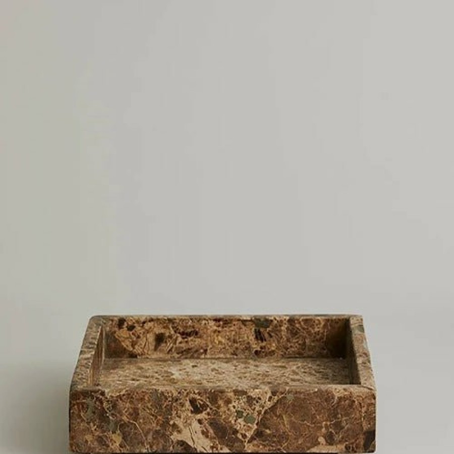 Home Decor Nordal | Ayu Marble Tray Large Square Brown